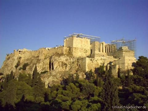 Akropolis: die Akropolis im schwindenden Sonnenlicht