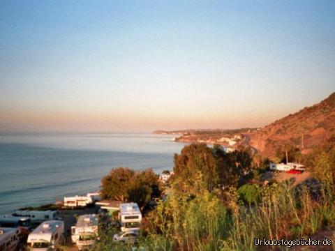 Sonnenaufgang: Sonnenaufgang über unserem Zeltplatz am Malibu Beach