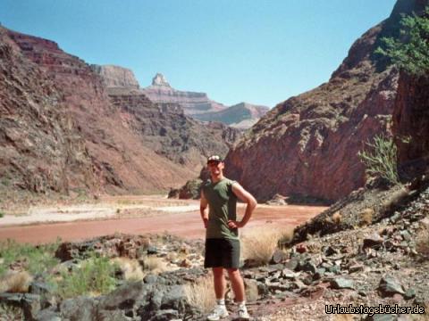 Colorado River: und hier der Beweis: Wir haben den Grand Canyon bezwungen
die Dreckbrühe hinter mir ist übrigens der Colorado River