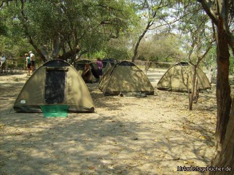 Zeltplatz: unser Zeltplatz auf dem Gelände der Island Safari Lodge bei Maun