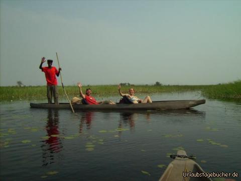 Katy, Oskar und ich: Katy, Oskar und ich im Okawango Delta