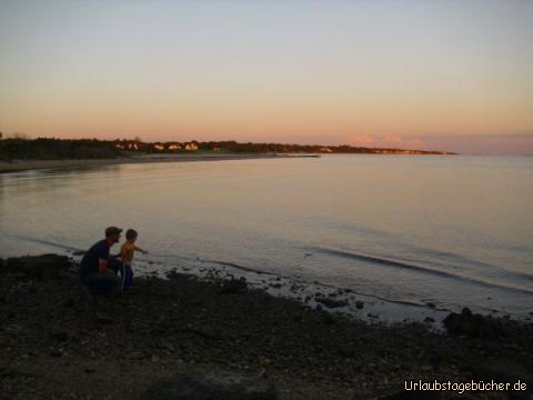 East Patchogue Beach: Papa (Eno) und Viktor am Strand von East Patchogue auf Long Island