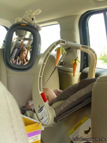 Autofahrt: so erlebe ich den Overseas Highway über die Florida Keys:
schlafend und von meinen Kuscheltieren bewacht