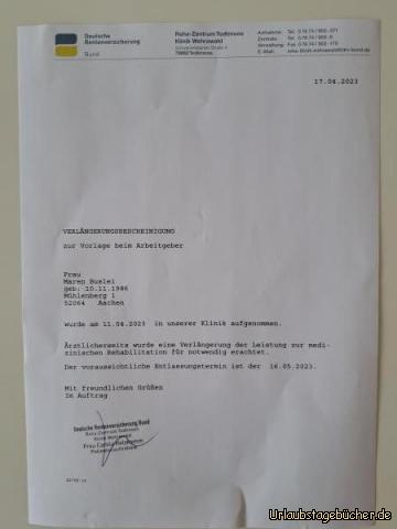 schriftliche Verlängerung: 