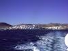 Blick zurück: Blick vom Schiff aus zurück nach Naoussa