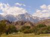 Lone Pine Peak: vom Ort Lone Pine aus knipsen wir den 3,947m hohen Lone Pine Peak,
obwohl wir eigentlich den rechts davon in den Wolken versteckten Mount Whitney sehen wollen,
der mit 4421m Höhe der höchste Berg der USA außerhalb Alaskas ist